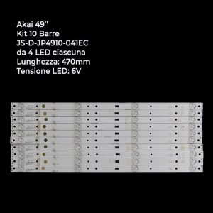 TIRA DE LED AKAI Kit/10pcs TV 49AX3000 CTV5035SMART JS-D-JP4910-041EC E49DU1000 AKAI  E49DU1000 CTV500TS CURVE