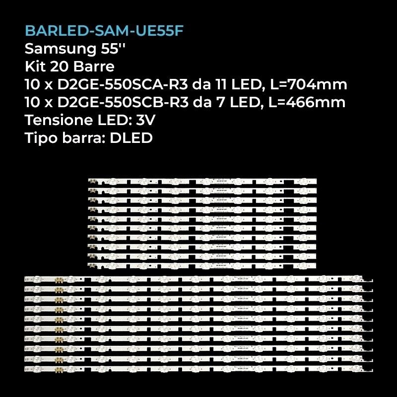 Tiras LED Samsung (20) UN55F6300AF UN55F6400AF UN55F6800AF UA55F6400 UN55F6400 UE55F6800 UE55F5000 BN96-25312A 25313A